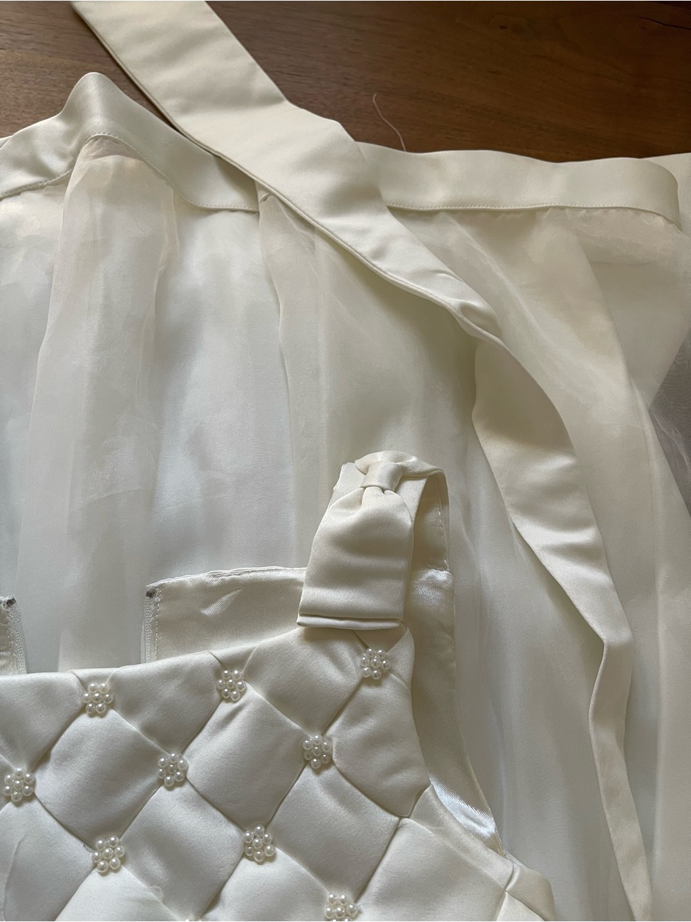 Cinderella Ivory Quilted Bodice Flower Accent Dress - Picture 5 of 9